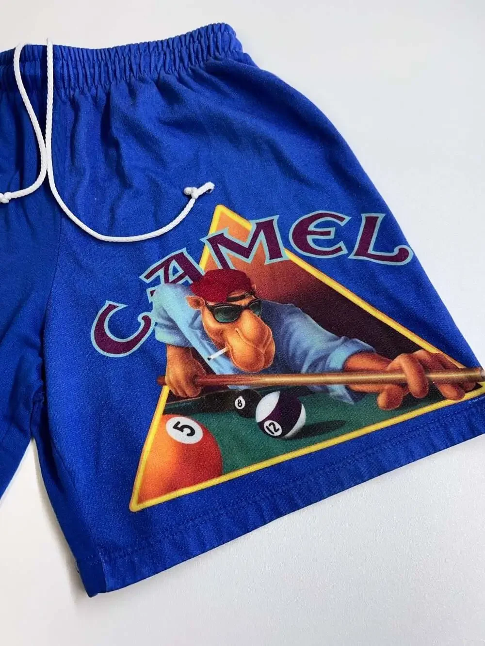 Vintage Joe Camel Cigarettes Billiards Pool Shorts Royal Blue small 0335